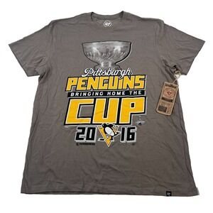 Pittsburgh Penguins Shirt Mens Large Gray Stanley Cup 47 Brand 2016 New‎ NWT